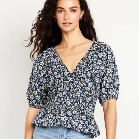 Smocked peplum top - Picture 1 of 2